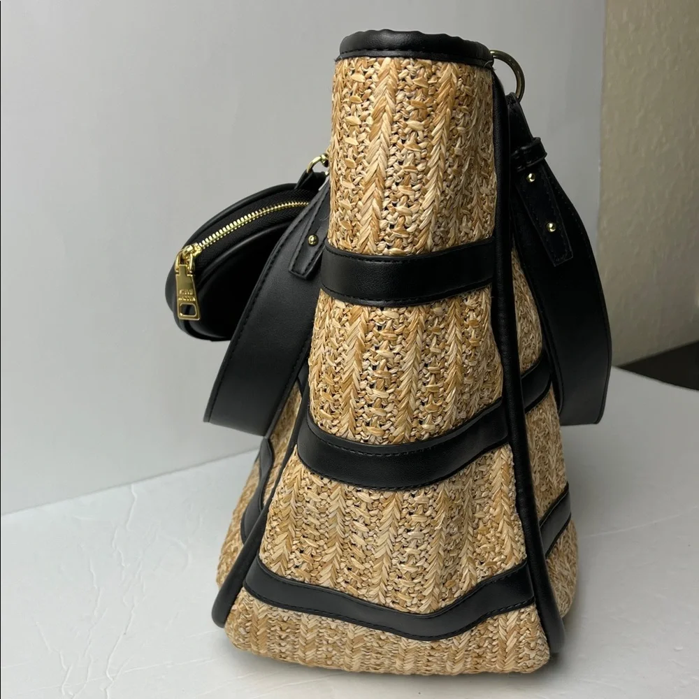 Steven Madden BJEWEL Woven Tote Bag with Air Pod Case/Coin Purse
